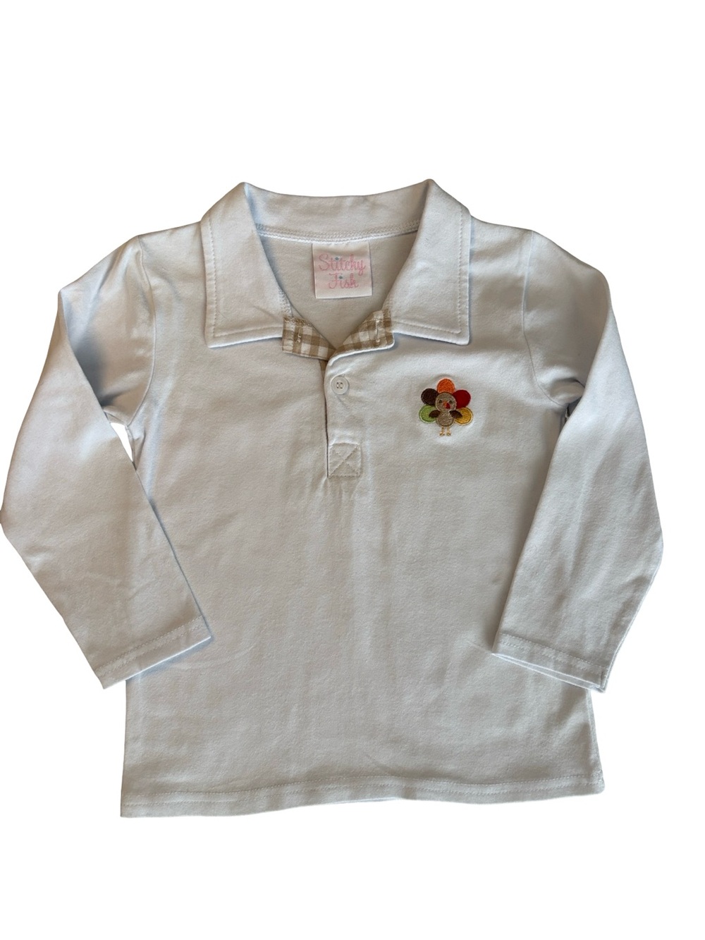 Stitchy Fish Boys Fall Thanksgiving Long Sleeve Polo 2T